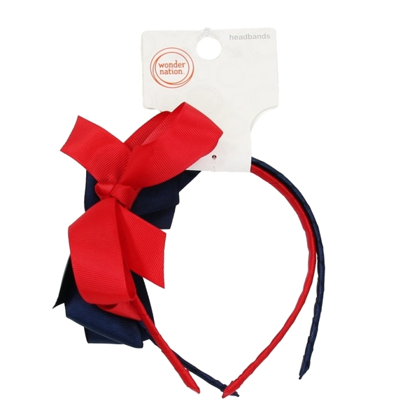🫐10/$28+🫐Wonder Nation Red and Blue Hair Bow Headband - Picture 1 of 4